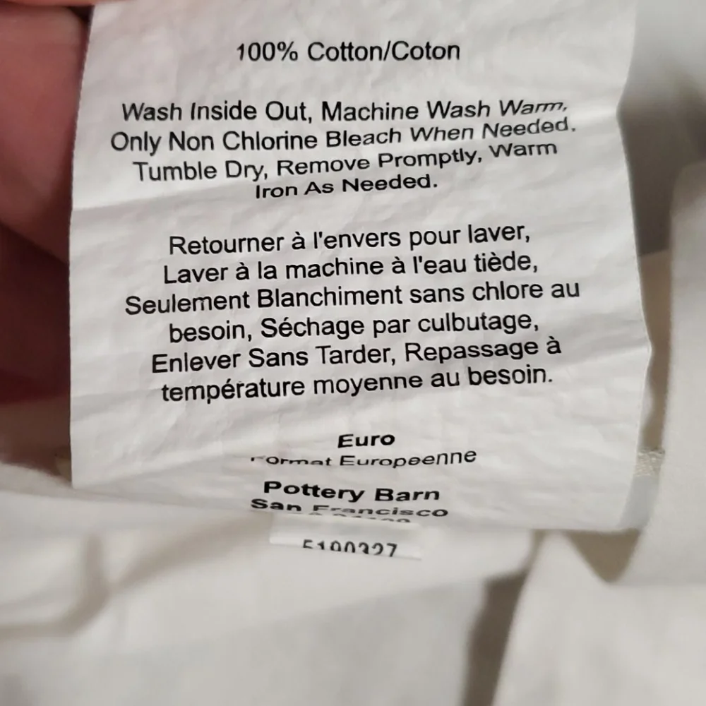 Pottery Barn White Cotton Pillowcase 1 Pom-Pom Detail Good Used